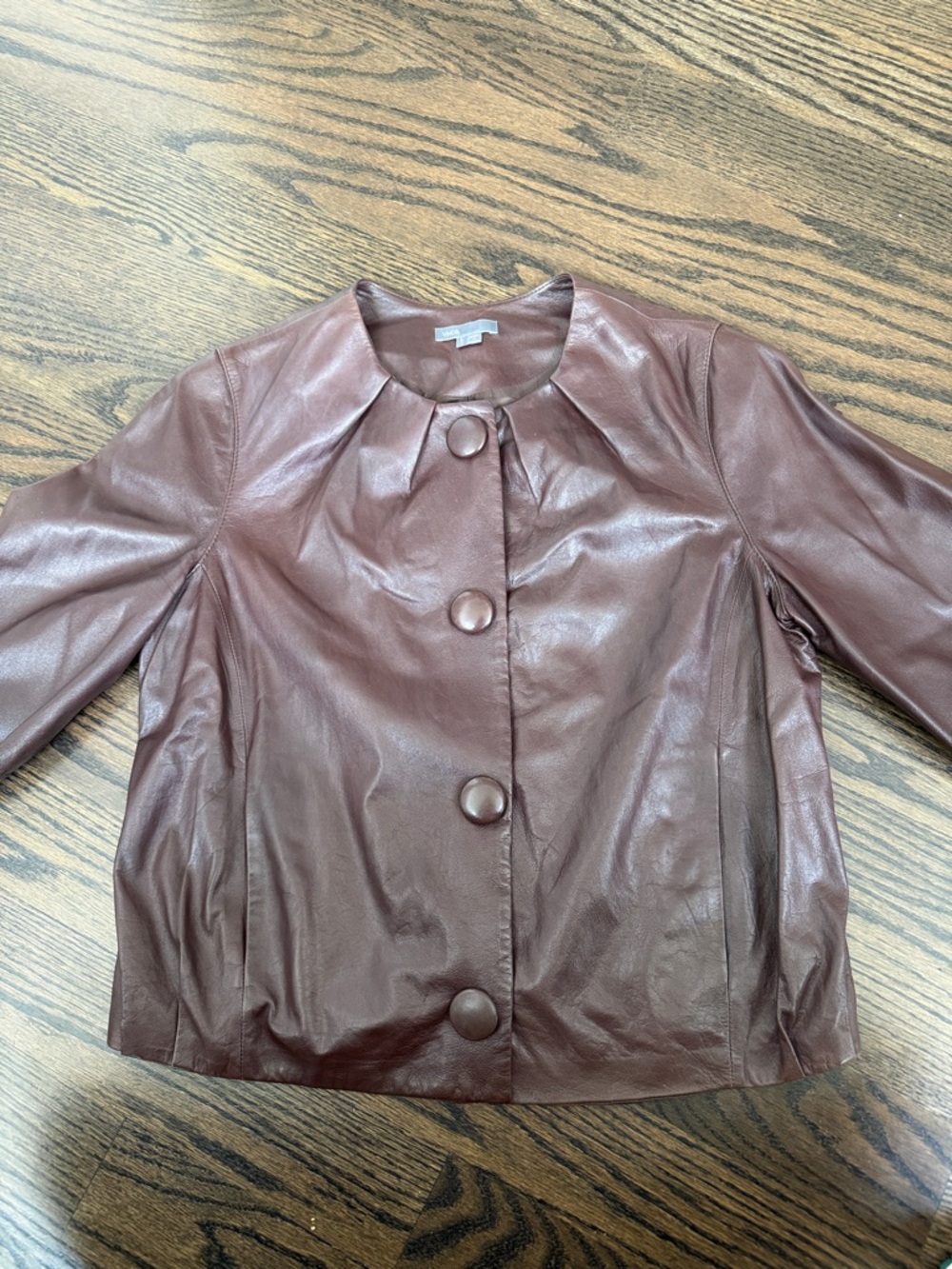 Vince Women's Brown Leather Button-Front Jacket